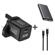 Xcell Wall Charger Black + Cable + Power Bank 10000mAh