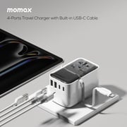 Momax 1 Pc 1-World+ Flow 4 Port Travel Charger Black/White