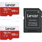 Lexar E-Series Micro SD Card UHS-I 128GB Black LMSESXX128G-B2AEU 2-Pack