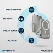 Powerology Wireless Power Bank 10000mAh Titanium PPBCHA36-TI