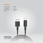 Porodo USB-C Cable 3m Black