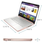 HP (2019) Laptop - Intel Pentimu Silver-N5030 / 14inch HD / 256GB SSD / 4GB RAM / Shared Intel UHD Graphics 605 / Windows 11 / English Keyboard / Rose Gold / International Version - [14-DQ0733]