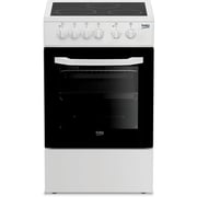 Beko 50x50cm Freestanding Ceramic Electric Cooker, 3 Zones, 4 Functions, A+ Rating, White - CSS48100GW