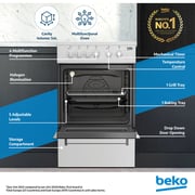 Beko 50x50cm Freestanding Ceramic Electric Cooker, 3 Zones, 4 Functions, A+ Rating, White - CSS48100GW