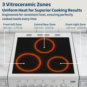 Beko 50x50cm Freestanding Ceramic Electric Cooker, 3 Zones, 4 Functions, A+ Rating, White - CSS48100GW