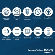 Beko 50x50cm Freestanding Ceramic Electric Cooker, 3 Zones, 4 Functions, A+ Rating, White - CSS48100GW