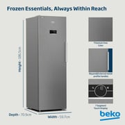 Beko 313L Upright Freezer, Single Door, No Frost, Titanium Inox - RFNE360X