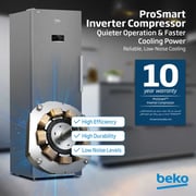 Beko 313L Upright Freezer, Single Door, No Frost, Titanium Inox - RFNE360X