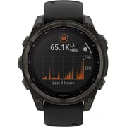 Garmin 010-02906-11 Fenix 8 Solar Smartwatch Sapphire, Carbon Grey DLC Titanium With Black/pebble Grey Silicone Band