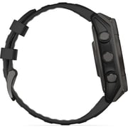 Garmin 010-02906-11 Fenix 8 Solar Smartwatch Sapphire, Carbon Grey DLC Titanium With Black/pebble Grey Silicone Band