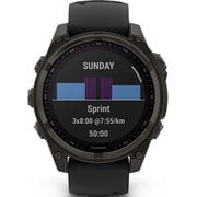 Garmin 010-02906-11 Fenix 8 Solar Smartwatch Sapphire, Carbon Grey DLC Titanium With Black/pebble Grey Silicone Band