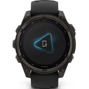 Garmin 010-02906-11 Fenix 8 Solar Smartwatch Sapphire, Carbon Grey DLC Titanium With Black/pebble Grey Silicone Band