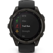 Garmin 010-02906-11 Fenix 8 Solar Smartwatch Sapphire, Carbon Grey DLC Titanium With Black/pebble Grey Silicone Band