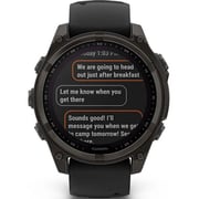 Garmin 010-02906-11 Fenix 8 Solar Smartwatch Sapphire, Carbon Grey DLC Titanium With Black/pebble Grey Silicone Band