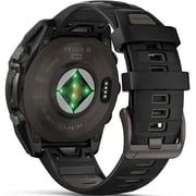 Garmin 010-02906-11 Fenix 8 Solar Smartwatch Sapphire, Carbon Grey DLC Titanium With Black/pebble Grey Silicone Band
