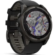 Garmin 010-02906-11 Fenix 8 Solar Smartwatch Sapphire, Carbon Grey DLC Titanium With Black/pebble Grey Silicone Band