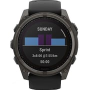 Garmin 010-02907-11 Fenix 8 Solar Smartwatch Sapphire, Carbon Grey DLC Titanium With Black/Pebble Grey Silicone Band