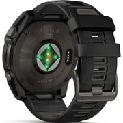 Garmin 010-02907-11 Fenix 8 Solar Smartwatch Sapphire, Carbon Grey DLC Titanium With Black/Pebble Grey Silicone Band