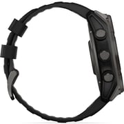 Garmin 010-02907-11 Fenix 8 Solar Smartwatch Sapphire, Carbon Grey DLC Titanium With Black/Pebble Grey Silicone Band