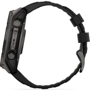 Garmin 010-02907-11 Fenix 8 Solar Smartwatch Sapphire, Carbon Grey DLC Titanium With Black/Pebble Grey Silicone Band