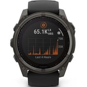 Garmin 010-02907-11 Fenix 8 Solar Smartwatch Sapphire, Carbon Grey DLC Titanium With Black/Pebble Grey Silicone Band