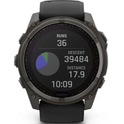 Garmin 010-02907-11 Fenix 8 Solar Smartwatch Sapphire, Carbon Grey DLC Titanium With Black/Pebble Grey Silicone Band