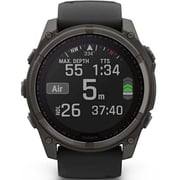Garmin 010-02907-11 Fenix 8 Solar Smartwatch Sapphire, Carbon Grey DLC Titanium With Black/Pebble Grey Silicone Band