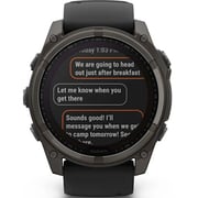 Garmin 010-02907-11 Fenix 8 Solar Smartwatch Sapphire, Carbon Grey DLC Titanium With Black/Pebble Grey Silicone Band