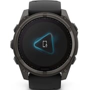 Garmin 010-02907-11 Fenix 8 Solar Smartwatch Sapphire, Carbon Grey DLC Titanium With Black/Pebble Grey Silicone Band