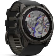 Garmin 010-02907-11 Fenix 8 Solar Smartwatch Sapphire, Carbon Grey DLC Titanium With Black/Pebble Grey Silicone Band