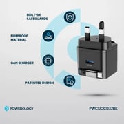 Powerology GaN Dual Port Charger 75cm Black