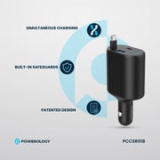 Powerology Dual Port Car Charger 1m Black
