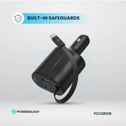 Powerology Dual Port Car Charger 1m Black