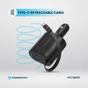Powerology Dual Port Car Charger 1m Black