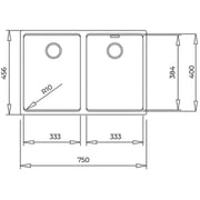 Teka Radea Series Kitchen Sink With Two Bowls 1pc Set