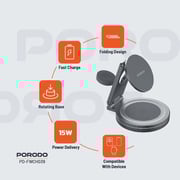 Porodo 3-in-1 MagSafe Wireless Charger Grey