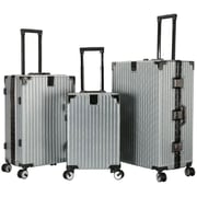Viptour 3 Pcs Hard Side Luggage Trolley Set Silver