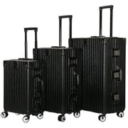 Viptour 3 Pcs Hard Side Luggage Trolley Set Black