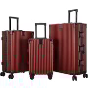 Viptour 3 Pcs PC Hard Side Luggage Trolley Set Wine