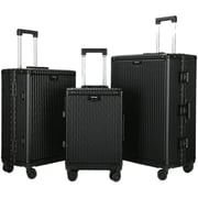 Viptour 3 Pcs Hard Side Luggage Trolley Black