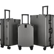 Viptour 3 Pcs PC Hard Side Luggage Trolley Set Grey