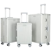 Viptour 3 Pcs Hard Side Luggage Trolley Silver