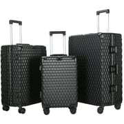 Viptour 3 Pcs Hard Side Luggage Trolley Set Black