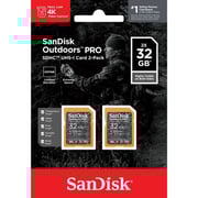 SanDisk Outdoors Pro SD Memory Card 32GB 2 Pack SDSDXWT-032G-AW6V2
