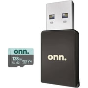 Onn Memory Card With Adapter & Reader 128GB Black 93B00299-WGEF-128U110NNBD