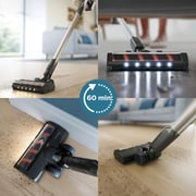 Philips 3000 Series Cordless Vacuum Cleaner, PowerCyclone 8, LED Nozzle, 60min Runtime – XC3031/61 – Black/Silver