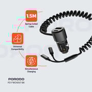 Porodo Dual Port Car Charger 1.5m Black
