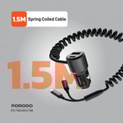 Porodo Dual Port Car Charger 1.5m Black