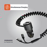 Porodo Dual Port Car Charger 1.5m Black