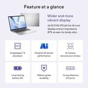 Asus Vivobook 14 (2025) Copilot+PC - Snapdragon X X1 26 100 / 14inch WUXGA / 1TB SSD / 16GB RAM / Shared Qualcomm Adreno GPU / Windows 11 Home / English & Arabic Keyboard / Platinum Gold / Middle East Version - [X1407QA-LY046W]